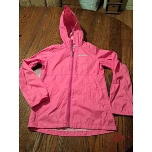 New Medium 10/12 Columbia Pink Long Sleeve Zip Up Hoodie Windbreaker Jacket